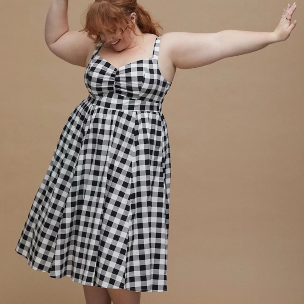 Torrid Retro Chic Gingham Midi Dress Size 1 (XL)